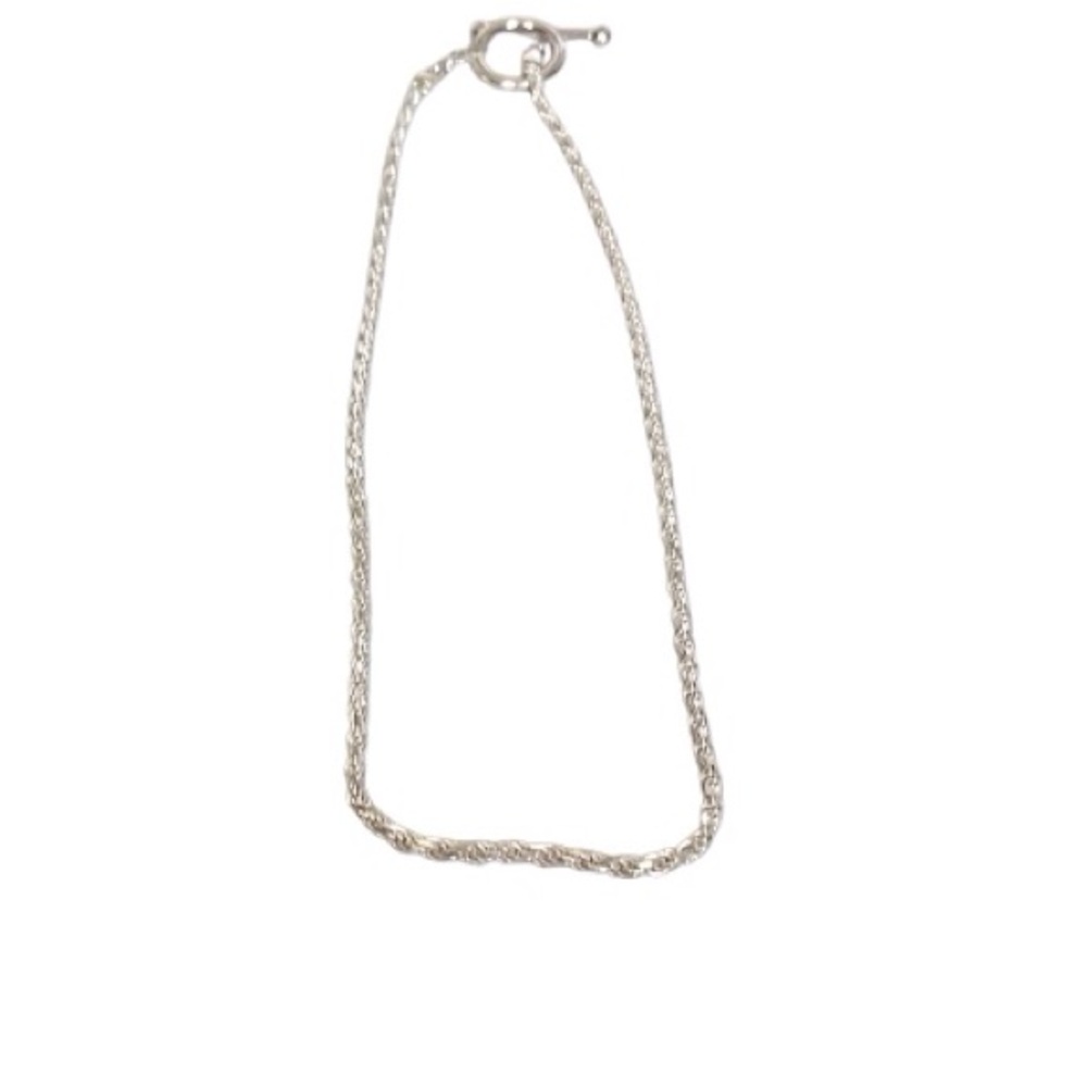 925 Italy Sterling Silver Rope Necklace with T Bar Clasp 18” pre owned